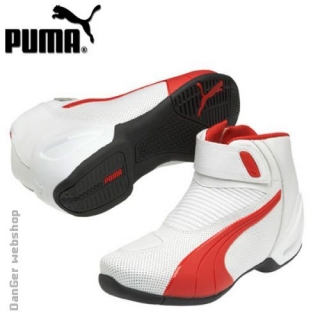 Puma Flat 2 v2 motoros cipõ, fehér-piros perforált